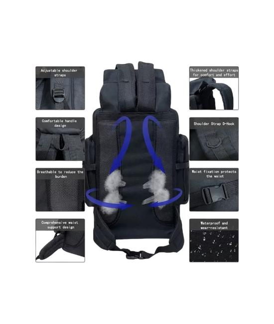 MOCHILA DE CAMPAÑA 80L COLOR NEGRO - 6