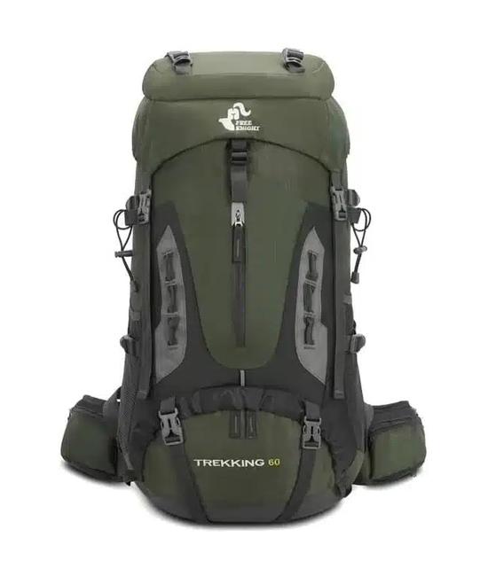 MOCHILA IMPERMEABLE 60L CON CUBRE MOCHILA COLOR VERDE - 1