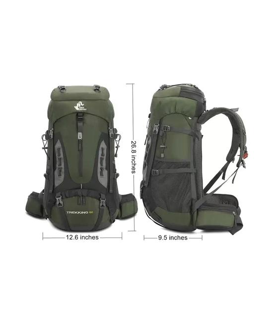 MOCHILA IMPERMEABLE 60L CON CUBRE MOCHILA COLOR VERDE - 2