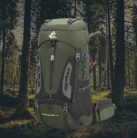 MOCHILA IMPERMEABLE 60L CON CUBRE MOCHILA COLOR VERDE - 3
