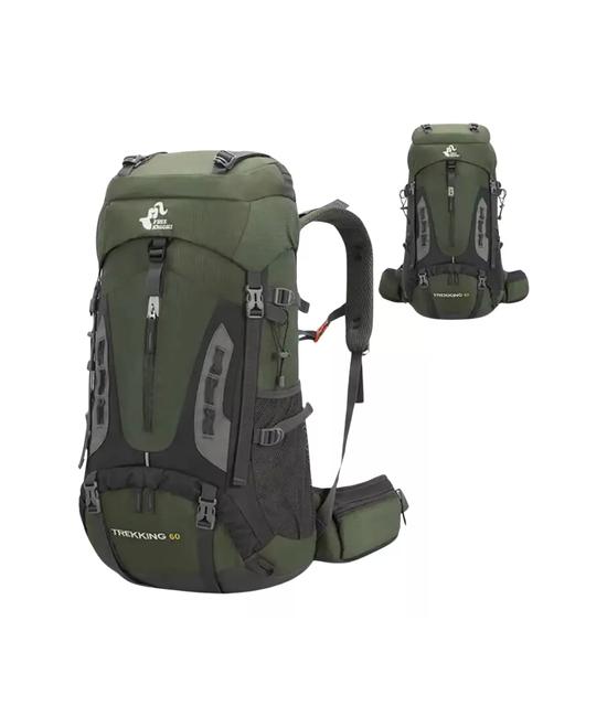 MOCHILA IMPERMEABLE 60L CON CUBRE MOCHILA COLOR VERDE - 4