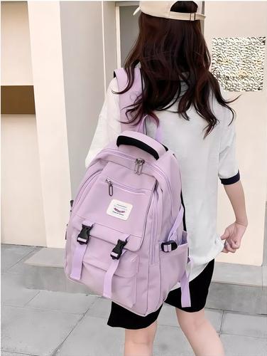 MOCHILA ESCOLAR JUVENIL IMPERMEABLE GRAN CAPACIDAD 40L LILA - 2