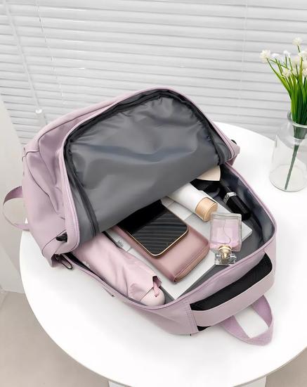 MOCHILA ESCOLAR JUVENIL IMPERMEABLE GRAN CAPACIDAD 40L LILA - 3