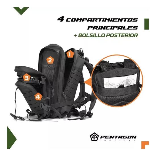 MOCHILA TÁCTICA MILITAR IMPERMEABLE COLOR NEGRO - 2