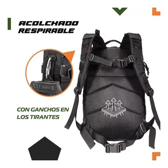 MOCHILA TÁCTICA MILITAR IMPERMEABLE COLOR NEGRO - 4
