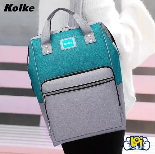 MOCHILA PARA NOTEBOOK KOLKE IMPERMEABLE CON PUERTO USB AZUL PETRÓLEO - 6