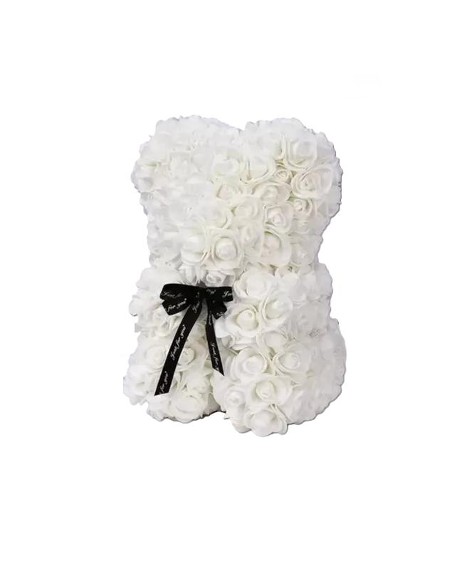 OSO DE FLORES ARTIFICIALES, OSITO DE ROSAS BLANCO - 1