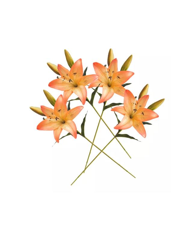 4 LILIUM NARANJO FLORES ARTIFICIALES 69CM - 3