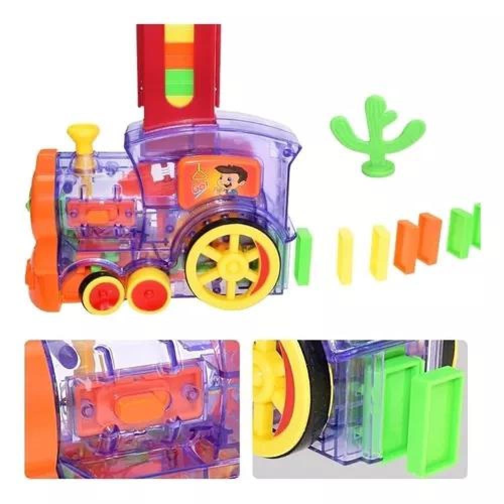 Tren De Dominó Eléctrico Con Sonidos Y 120 Bloques De Colores – Juguete Educativo Para Niños De 3+ Años, Apilado Y Efecto Cadena, Regalo De Navidad O Cumpleaños