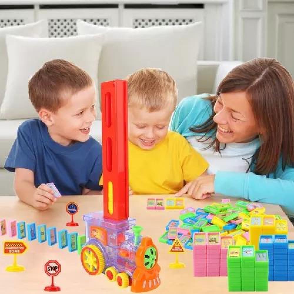 TREN JUGUETE DOMINÓ AUTOMÁTICO, JUEGO PARA NIÑOS Y NIÑAS, PERSONAJE ROJO - 7