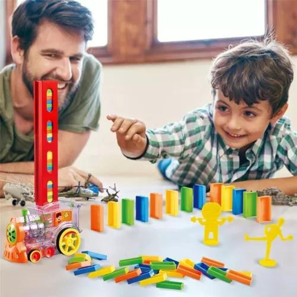 TREN JUGUETE DOMINÓ AUTOMÁTICO, JUEGO PARA NIÑOS Y NIÑAS, PERSONAJE ROJO - 8