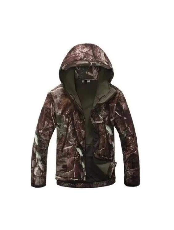 CHAQUETA SOFTSHELL TÁCTICA MILITAR CON CAPUCHA IMPERMEABLE, TALLA XL - 1