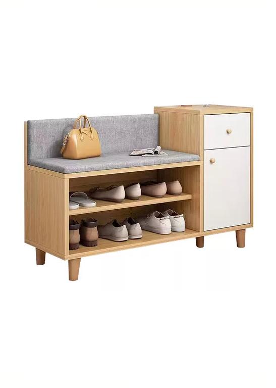 ZAPATERO ORGANIZADOR PROBADOR CON CAJONERA 67X90X32CM MARRÓN CLARO - 1