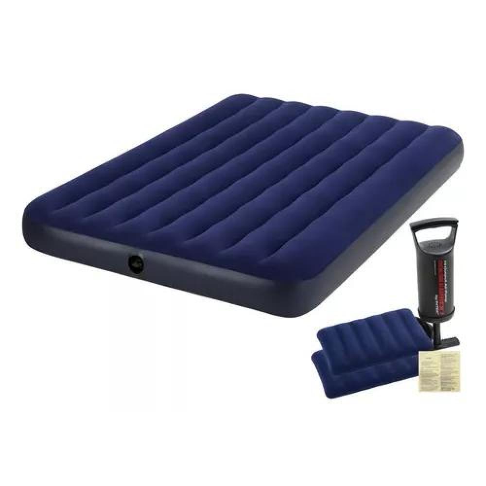 COLCHÓN INFLABLE PARA CAMPISMO, BOMBA, 2 ALMOHADAS, QUEEN, COLOR AZUL - 6