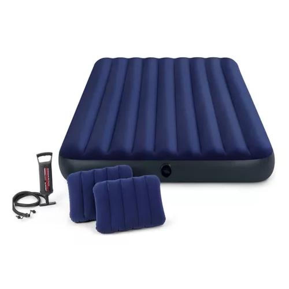 COLCHÓN INFLABLE PARA CAMPISMO, BOMBA, 2 ALMOHADAS, QUEEN, COLOR AZUL - 8