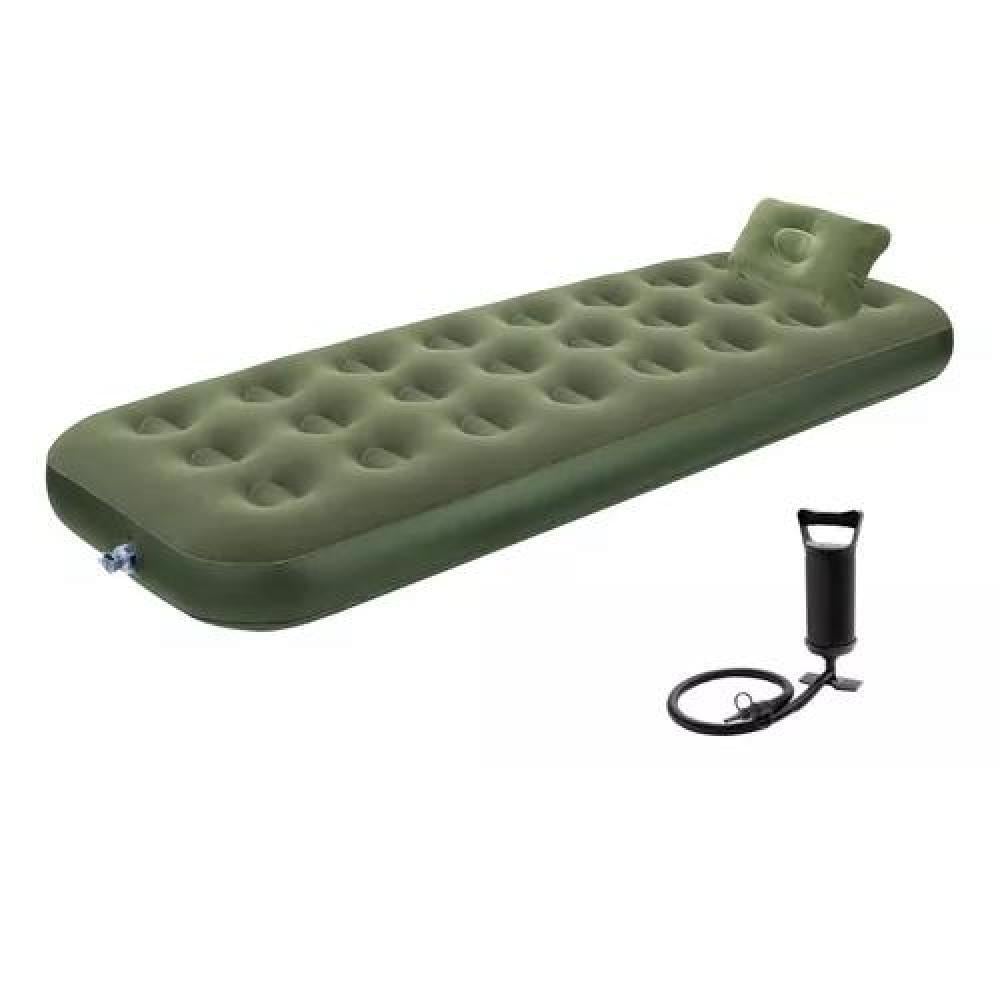 COLCHÓN INFLABLE INDIVIDUAL, 1 PLAZA, + 1 ALMOHADA, + INFLADOR, COLOR VERDE - 1
