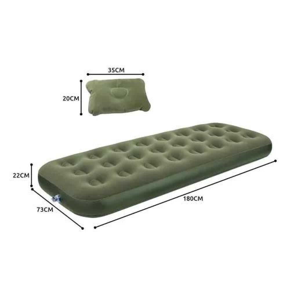 COLCHÓN INFLABLE INDIVIDUAL, 1 PLAZA, + 1 ALMOHADA, + INFLADOR, COLOR VERDE - 2