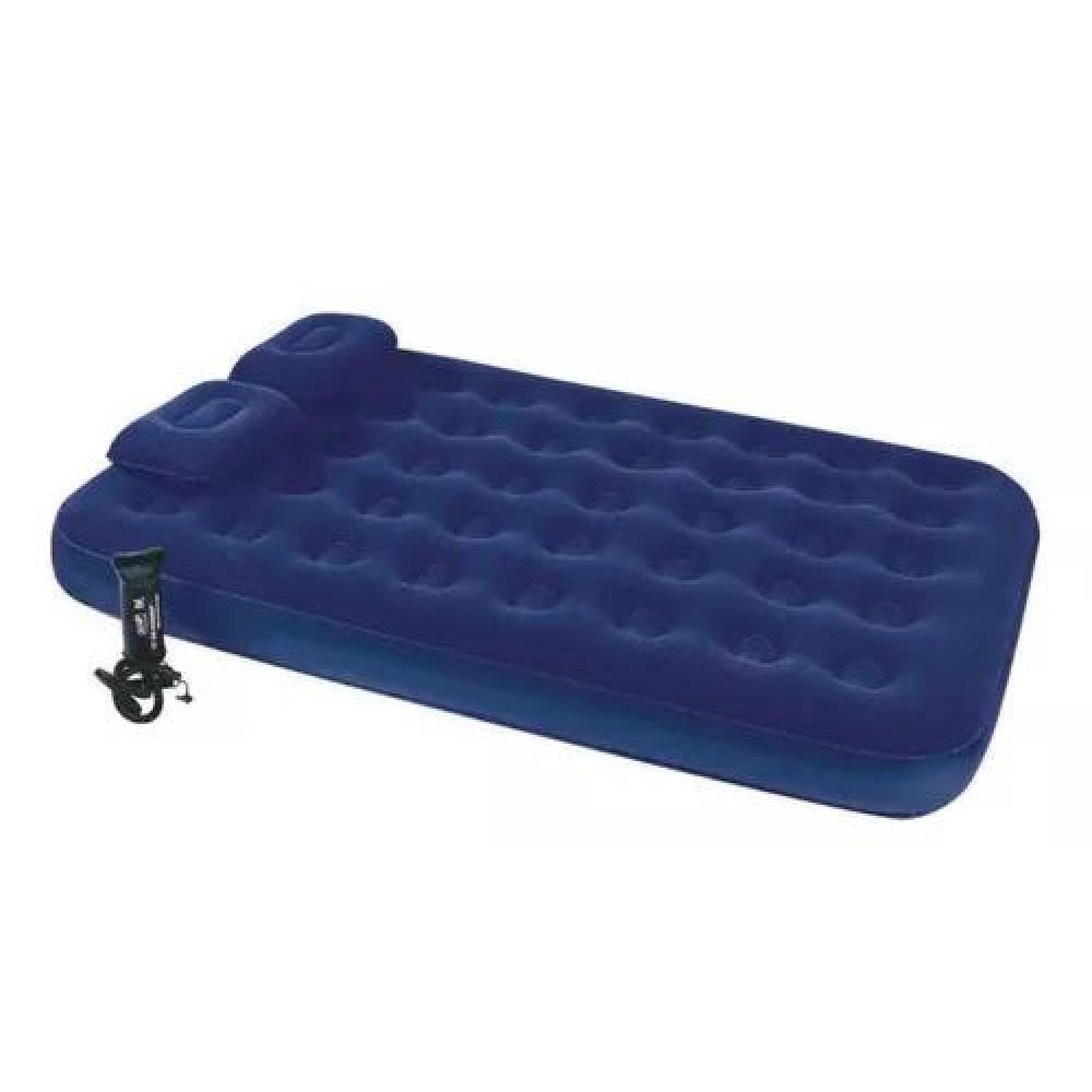 COLCHÓN INFLABLE DOBLE DE 2 PLAZAS, + INFLADOR Y ALMOHADAS, COLOR AZUL - 3
