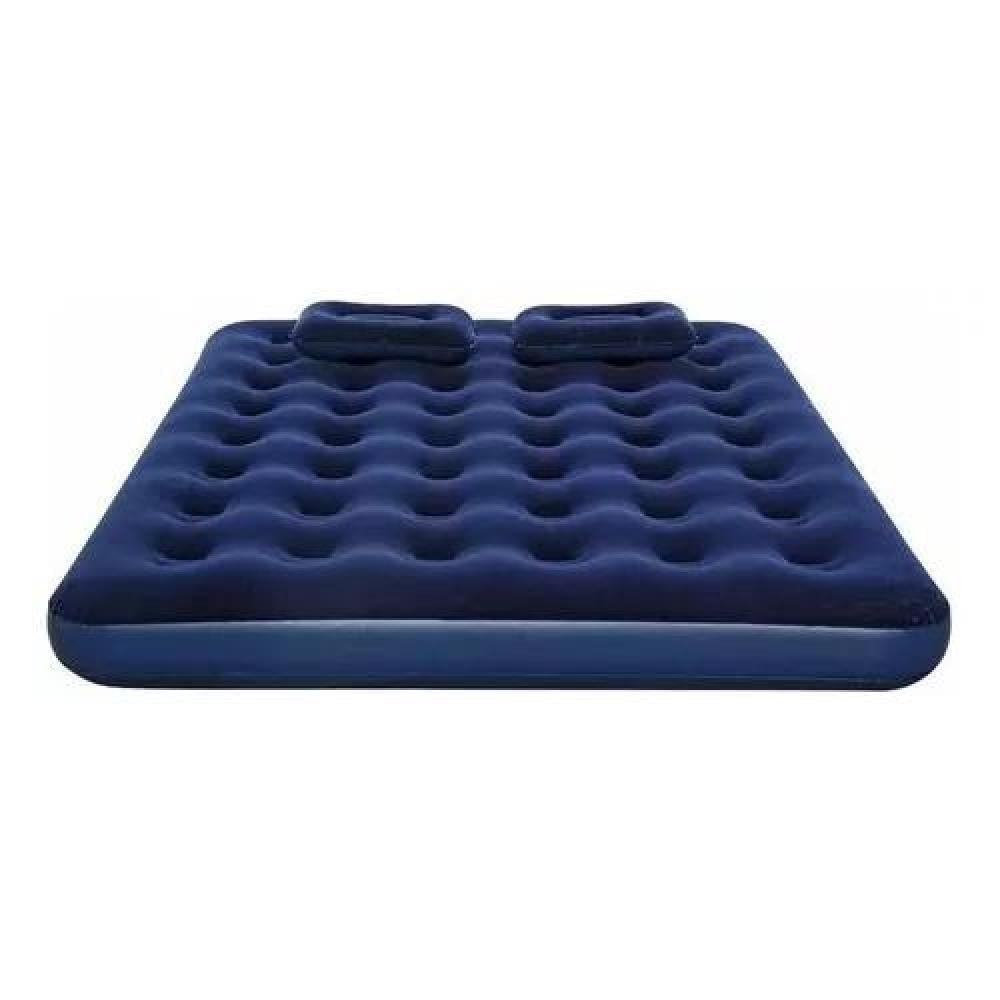 COLCHÓN CAMA INFLABLE DE 2 PLAZAS, + 2 ALMOHADAS, + INFLADOR, COLOR AZUL - 1