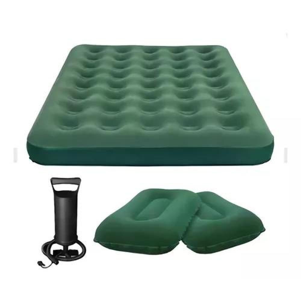 COLCHÓN CAMA INFLABLE DE 2 PLAZAS, + 2 ALMOHADAS, + INFLADOR, COLOR AZUL - 6