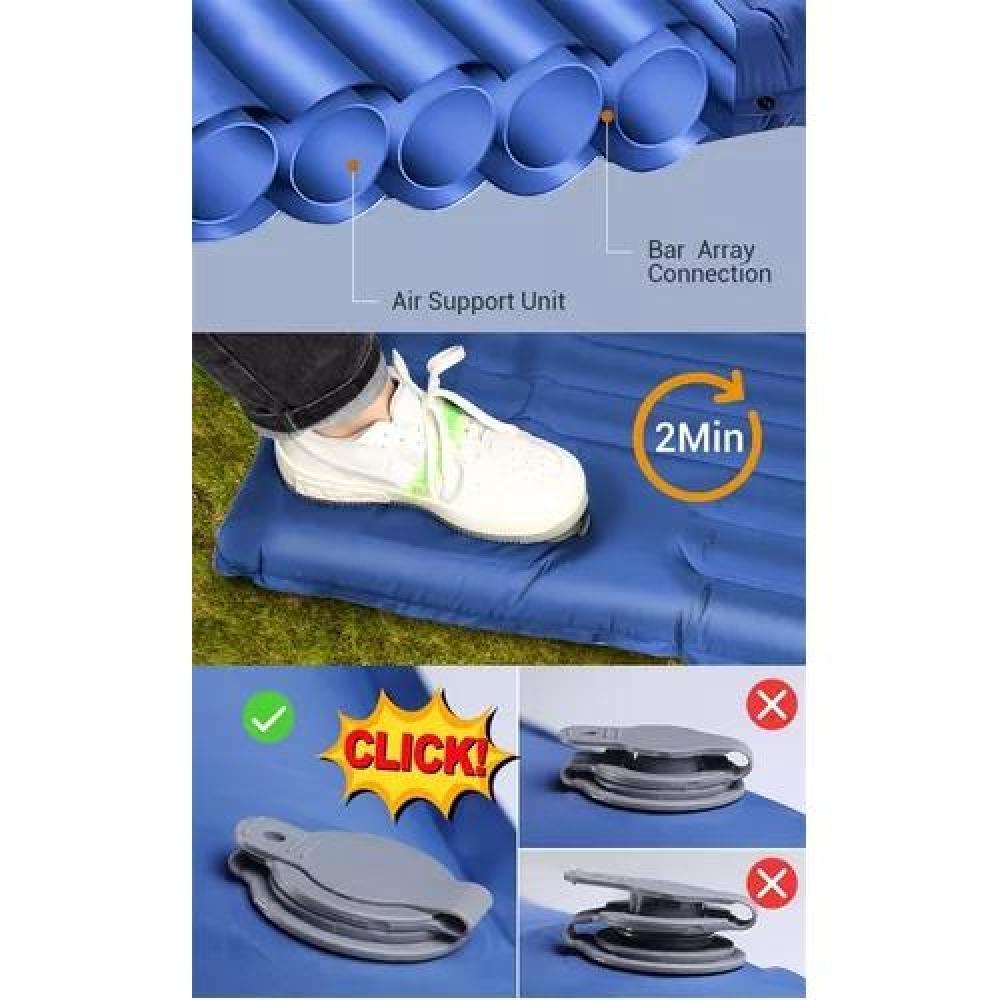 COLCHÓN INFLABLE DE PIE, PLEGABLE, OUTDOOR, CAMPING, TREKKING, COLOR AZUL - 2