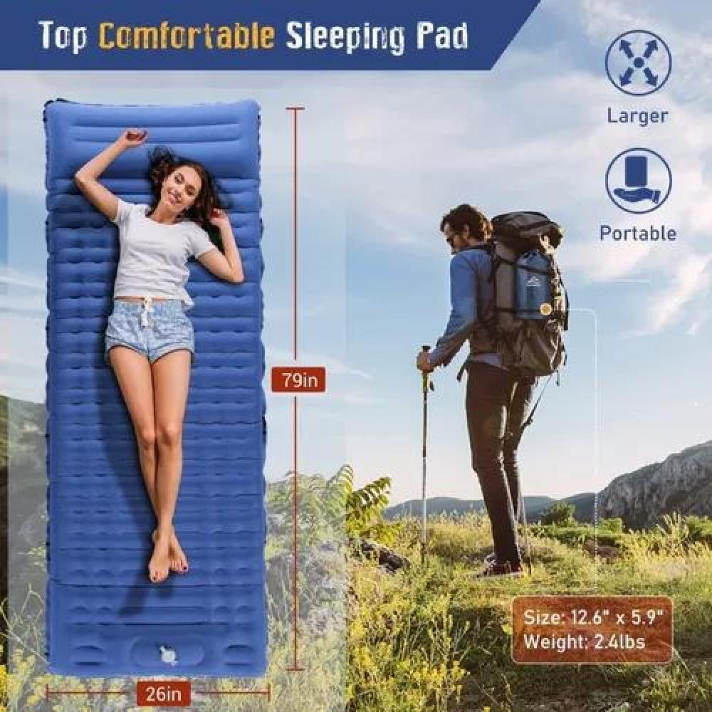 COLCHÓN INFLABLE DE PIE, PLEGABLE, OUTDOOR, CAMPING, TREKKING, COLOR AZUL - 3