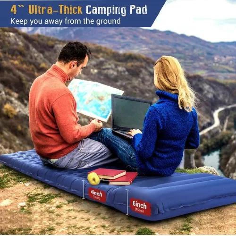 COLCHÓN INFLABLE DE PIE, PLEGABLE, OUTDOOR, CAMPING, TREKKING, COLOR AZUL - 4