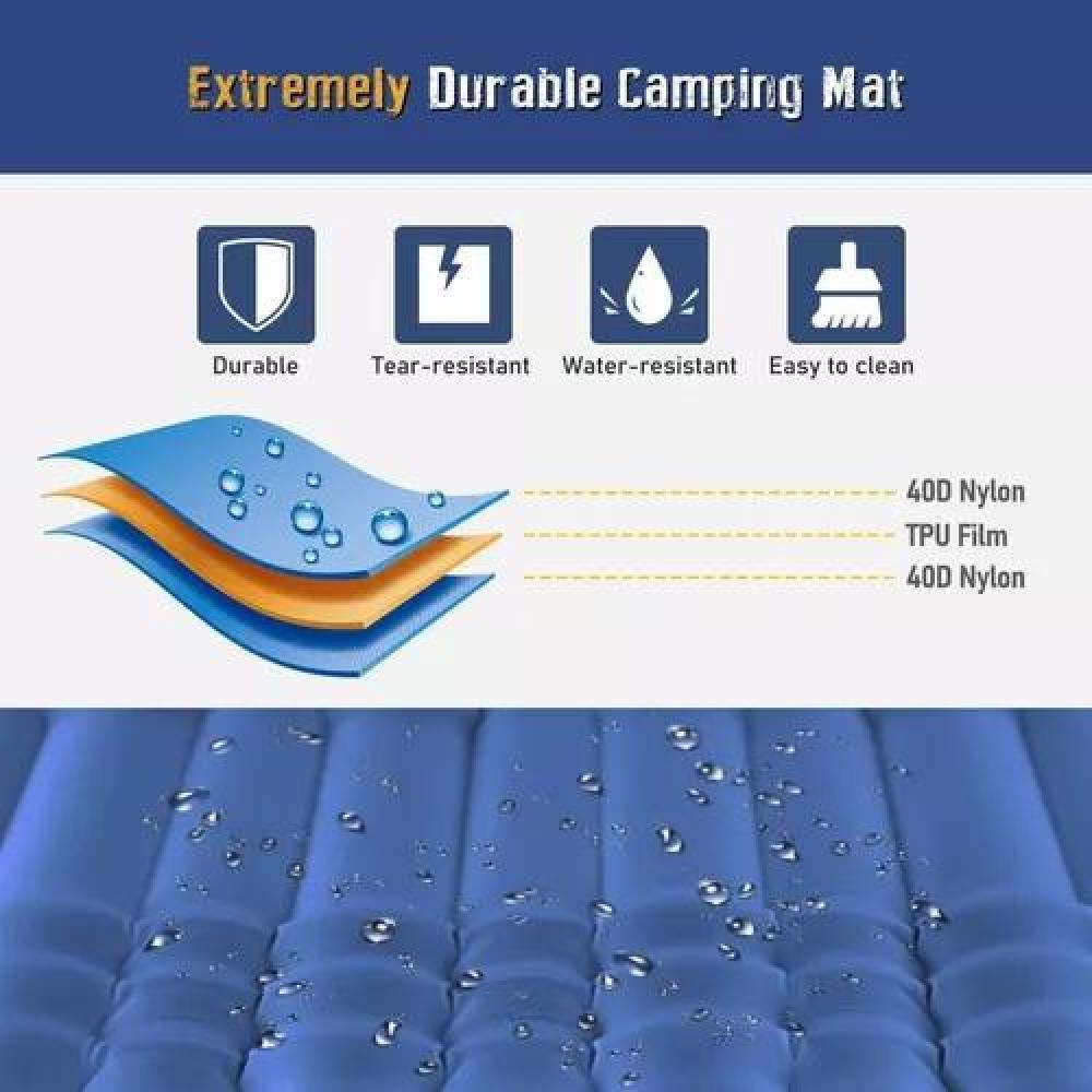 COLCHÓN INFLABLE DE PIE, PLEGABLE, OUTDOOR, CAMPING, TREKKING, COLOR AZUL - 8