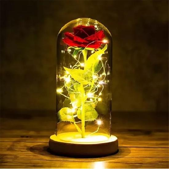 ROSA ETERNA ARTIFICIAL ENCAPSULADA LUZ LED SAN VALENTÍN BASE - 3