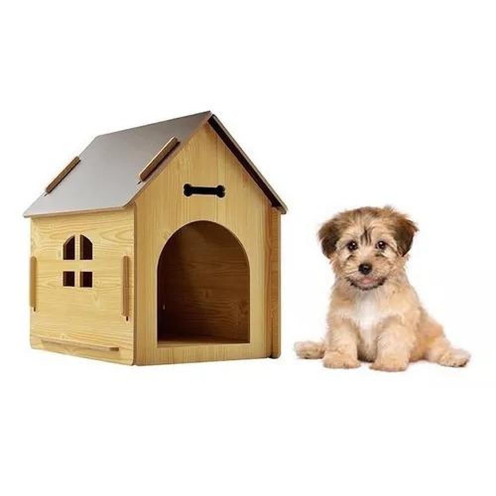 CASITA DE MADERA PARA PERRO MASCOTA 57X44X57 CM CAFÉ - 1