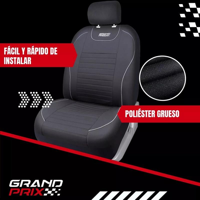 FUNDA CUBRE ASIENTO AUTO CAMIONETA UNIVERSAL GRAND PRIX, COLOR NEGRO - 3