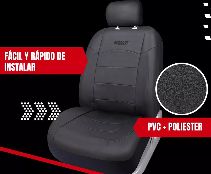 FUNDA CUBRE ASIENTO AUTO UNIVERSAL ECOCUERO GRAND PRIX, COLOR NEGRO - 4