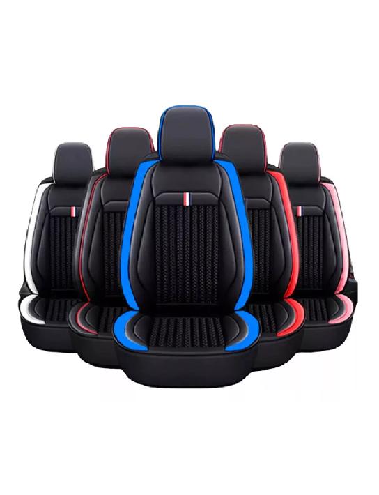 KIT FUNDA CUBRE ASIENTO CUERO AUTO PREMIUM LUXURY, COLOR NEGRO - 4