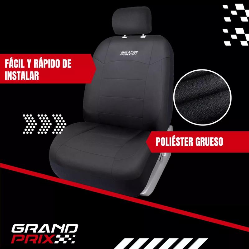 FUNDA CUBRE ASIENTO AUTO CAMIONETA UNIVERSAL GRAND PRIX, COLOR NEGRO - 4