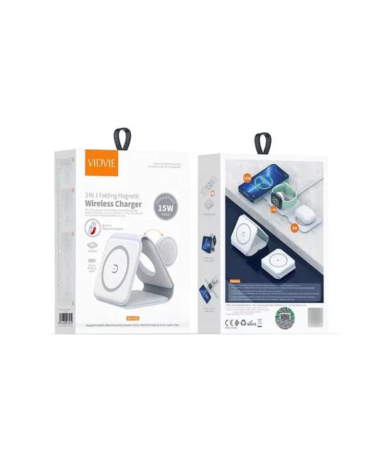 CARGADOR RÁPIDO INALÁMBRICO 3 EN 1, COLOR BLANCO - 2