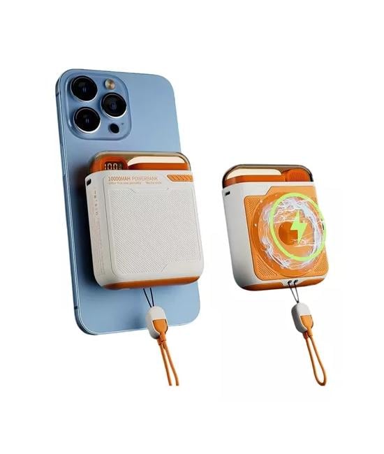 CARGADOR INALÁMBRICO MAGNÉTICO 10000MAH, POWER BANK 22.5W, COLOR NARANJA - 1
