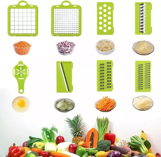 PICADORA RALLADORES CORTADOR DE VERDURAS FRUTA MANUAL VERDE - 4