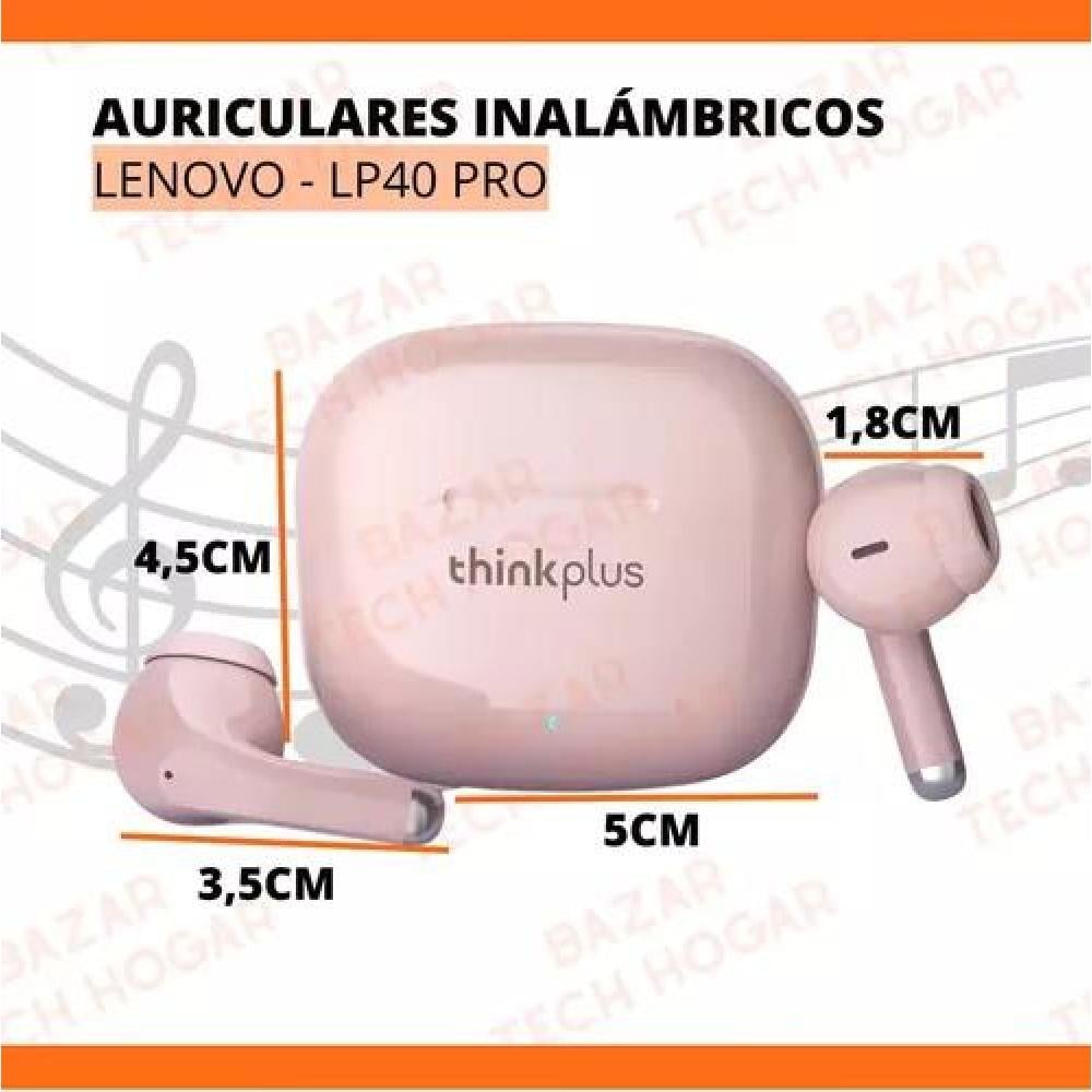 AUDÍFONOS INALÁMBRICOS LIVEPODS LP40 PRO ROSA CLARO LUZ VERDE - 3