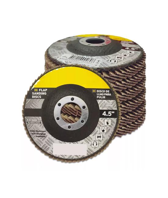 10 DISCOS LIJA TRASLAPADO FLAP MADERA 115MM 13600 RPM GRANOS, COLOR GRIS - 2