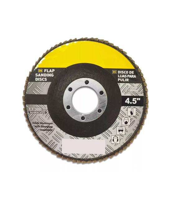 10 DISCOS LIJA TRASLAPADO FLAP MADERA 115MM 13600 RPM GRANOS, COLOR GRIS - 1