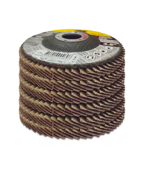 10 DISCOS LIJA TRASLAPADO FLAP MADERA 115MM 13600 RPM GRANOS, COLOR GRIS - 2