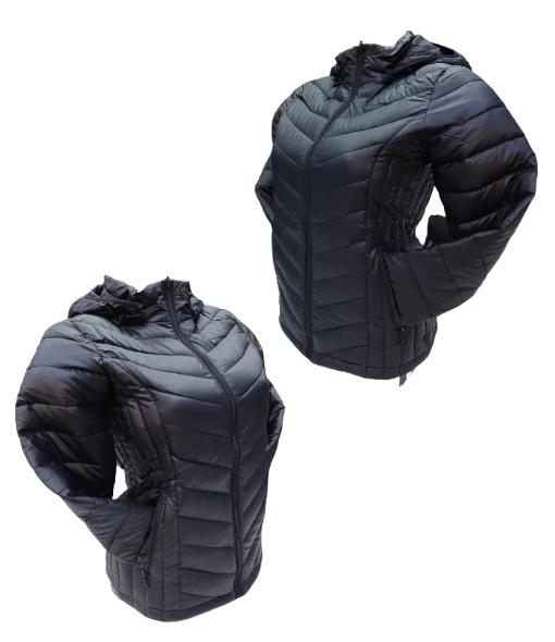 CHAQUETA 3/4 CORTA MUJER ENGOMADA TÉRMICA, ENVÍO RÁPIDO, NEGRO, TALLA 2XL - 3