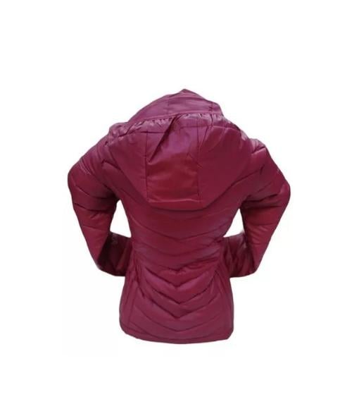 CHAQUETA 3/4 CORTA MUJER ENGOMADA TÉRMICA, ENVÍO RÁPIDO, BORDÓ, TALLA 2XL - 2