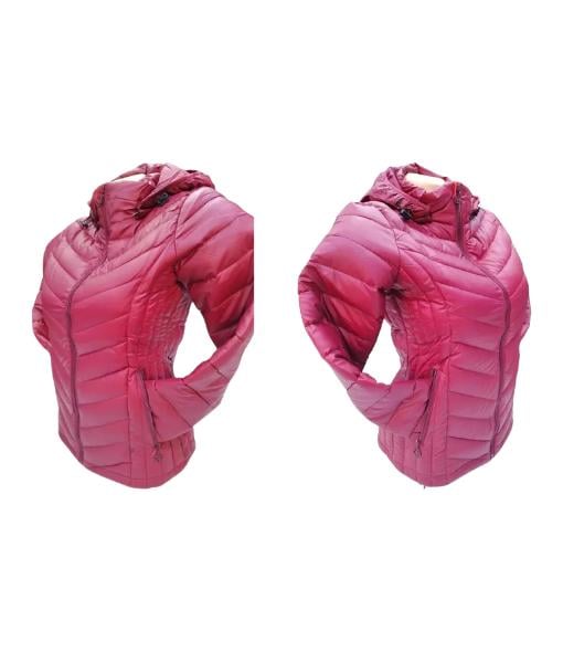 CHAQUETA 3/4 CORTA MUJER ENGOMADA TÉRMICA, ENVÍO RÁPIDO, BORDÓ, TALLA 2XL - 3