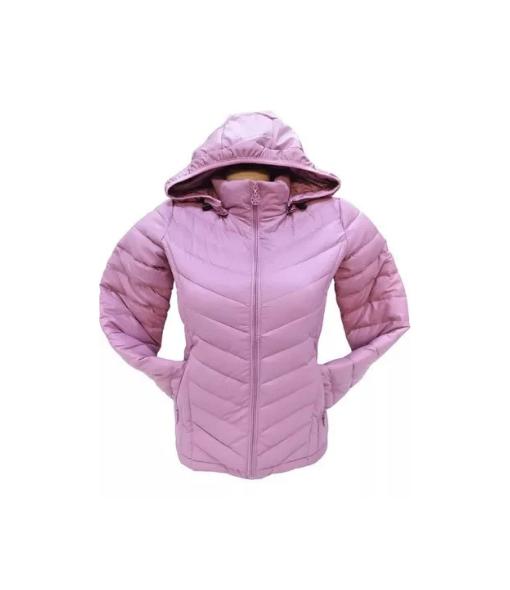 CHAQUETA 3/4 CORTA MUJER ENGOMADA TÉRMICA, ENVÍO RÁPIDO, ROSA CLARO, TALLA L - 1