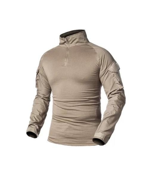 POLERA TÁCTICA COMBAT SHIRT MILITAR AIRSOFT, COLOR BEIGE, TALLA 2XL - 1