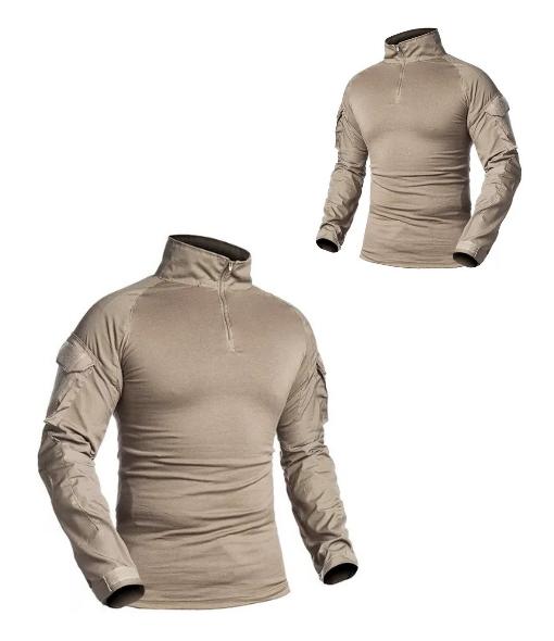 POLERA TÁCTICA COMBAT SHIRT MILITAR AIRSOFT, COLOR BEIGE, TALLA L - 2