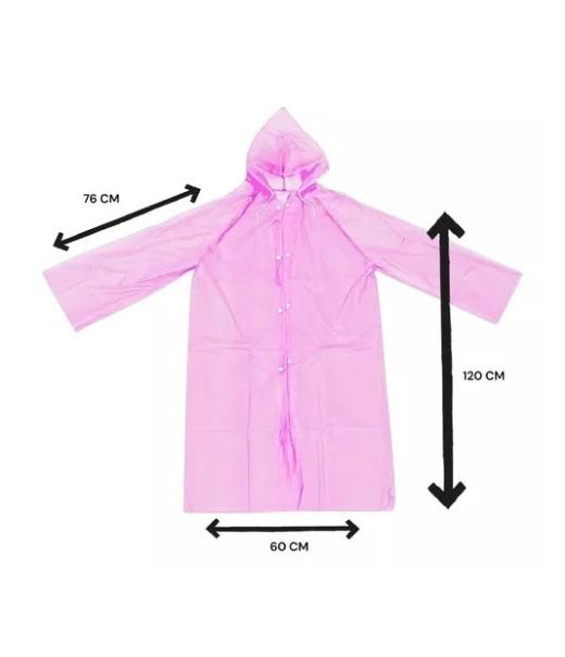 CAPA PARA LLUVIA PONCHO IMPERMEABLE ADULTO, COLOR ROSA - 2