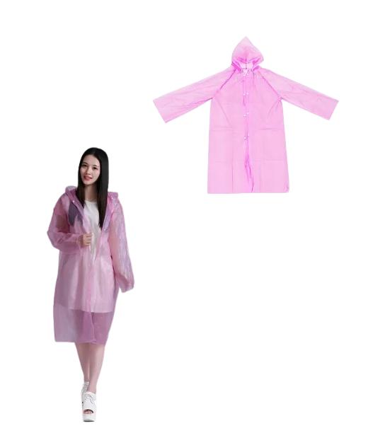 CAPA PARA LLUVIA PONCHO IMPERMEABLE ADULTO, COLOR ROSA - 4