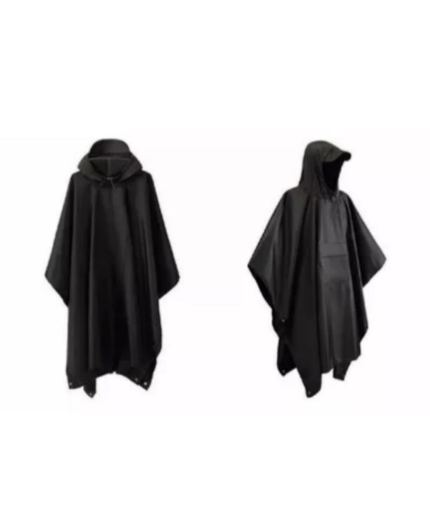 PONCHO IMPERMEABLE SIN OLOR SUAVE, CAPA IMPERMEABLE 213X142CM NEGRO - 2